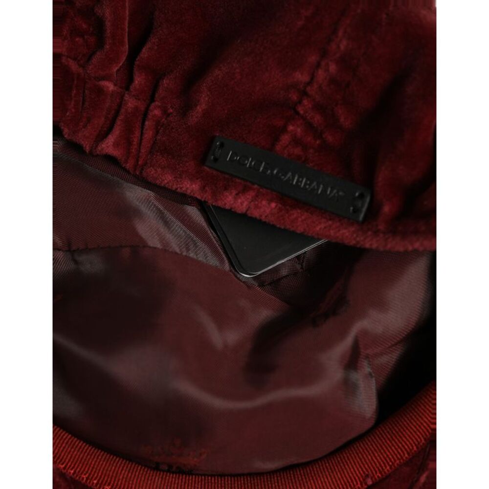 Dolce & Gabbana Men Dark Red Cotton Newsboy Capello Cabbie Men's Hat
